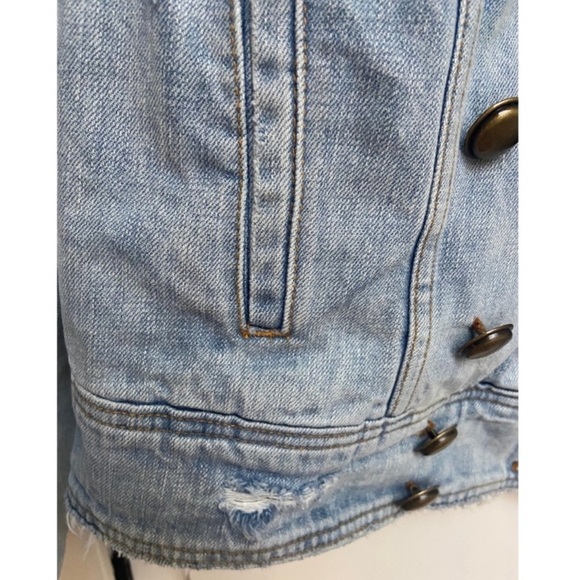 NWOT Free  People Ferry  Double Breasted Distressed  Denim Jacket - Picture 12 of 16